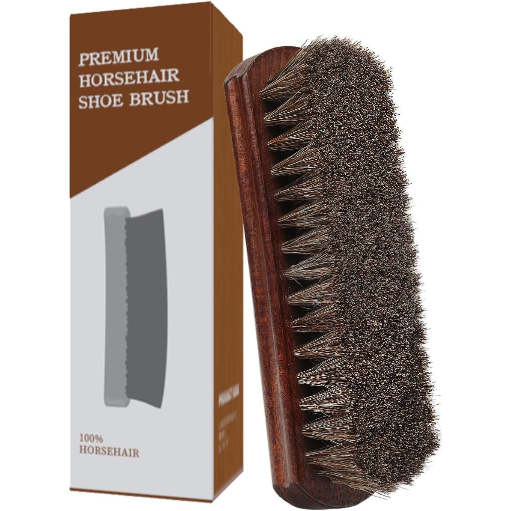 100% Horsehair Leather Polishing Brush - Safe For Shoes, Boots & Car Interiors